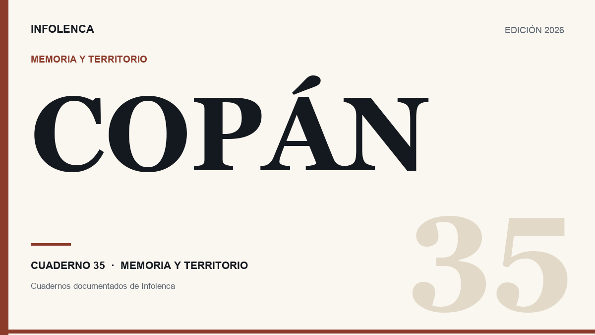 Ilustración editorial sobre el sitio arqueológico de Copán